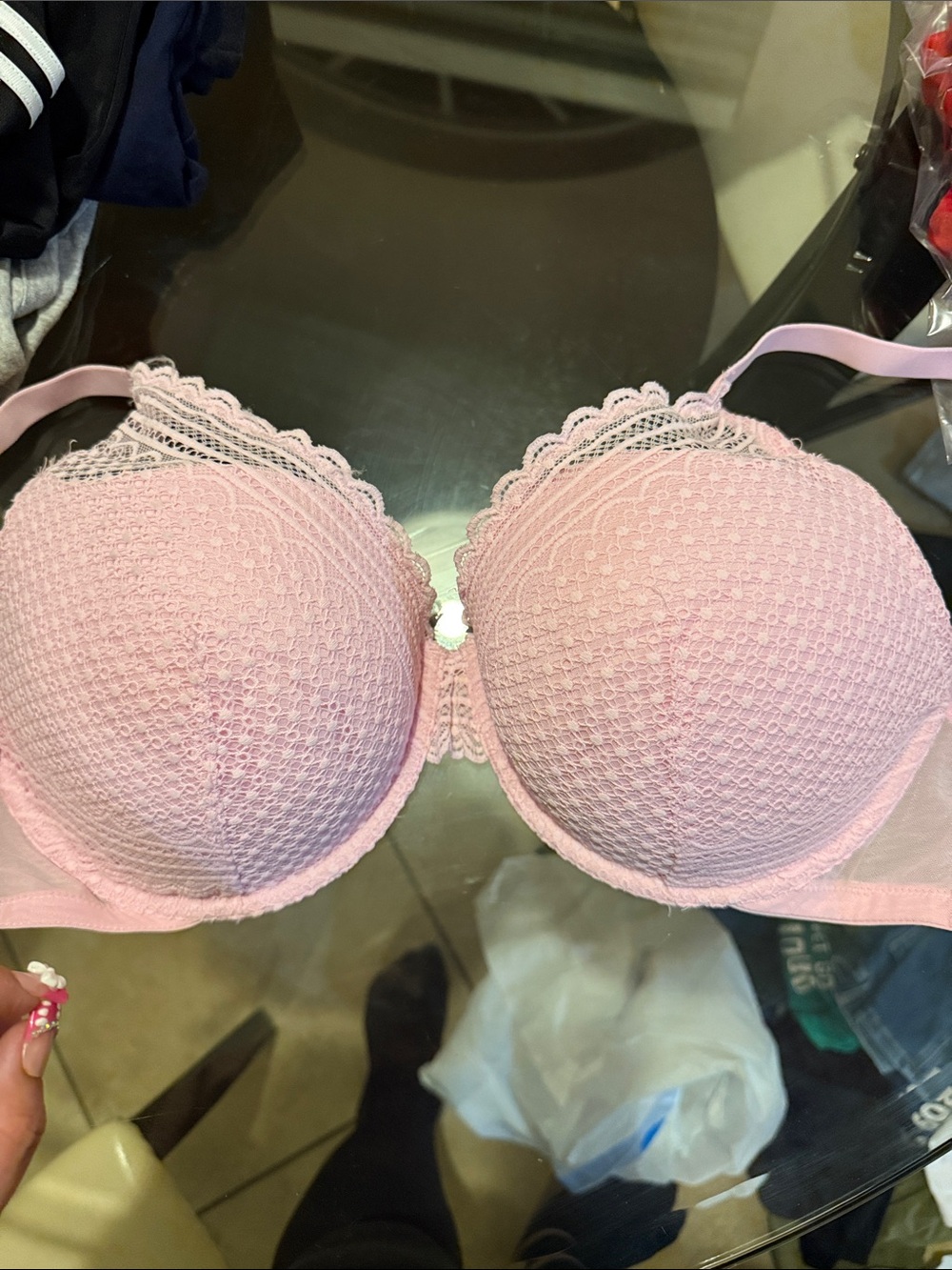 Lace-Trim Push-Up Bra in Light Pink 38DD